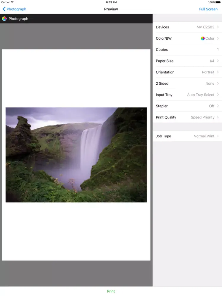 Zrzuty ekranu RICOH Smart Device Print&Scan iPad 