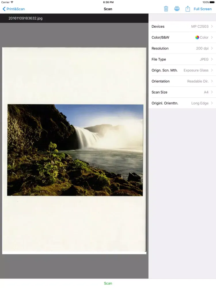 Zrzuty ekranu RICOH Smart Device Print&Scan iPad 