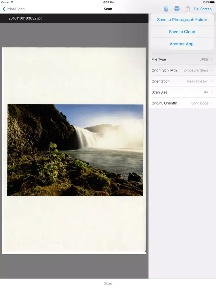 Zrzuty ekranu RICOH Smart Device Print&Scan iPad 