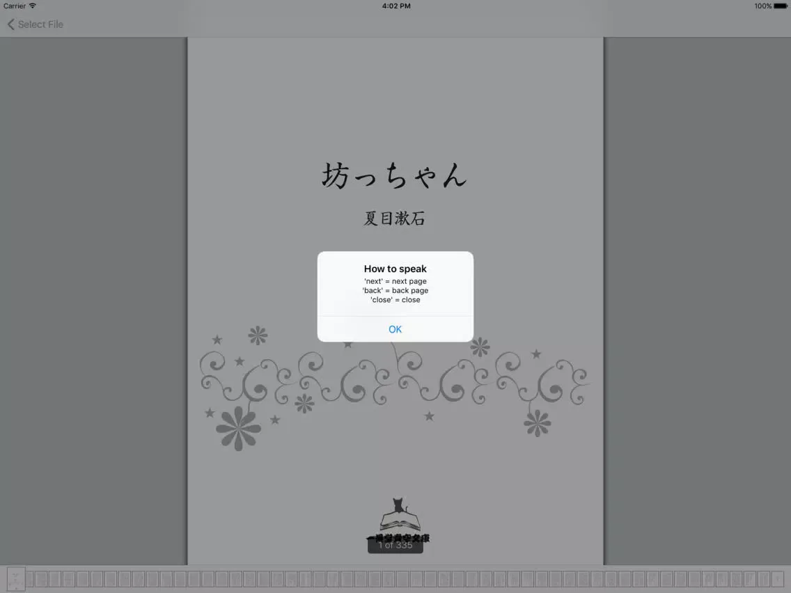 Tangkapan skrin Voice Book - operating in voice iPad 