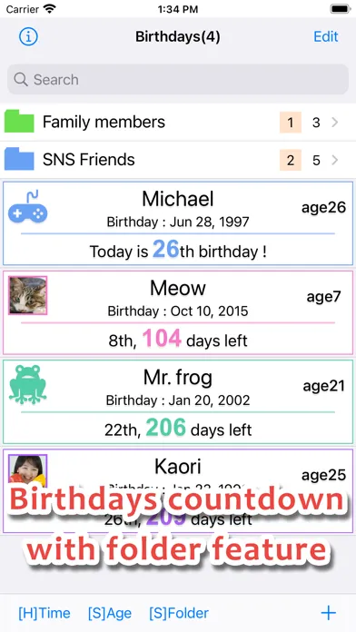 Birthdays Countdown Screenshots