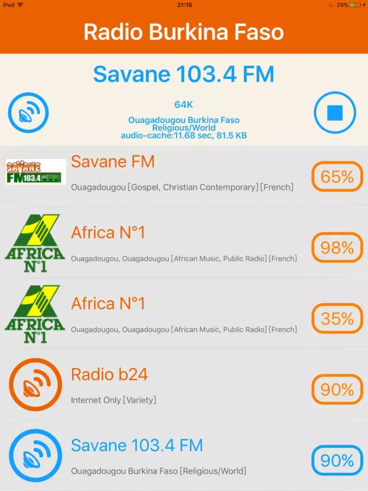 Zrzuty ekranu Radio Burkina Faso - Radio BF iPad 