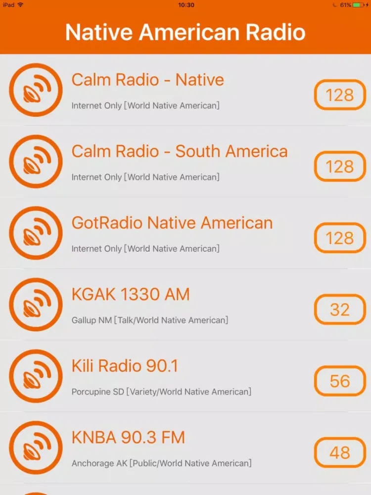 Ảnh chụp màn hình của World Native American Radio iPad 