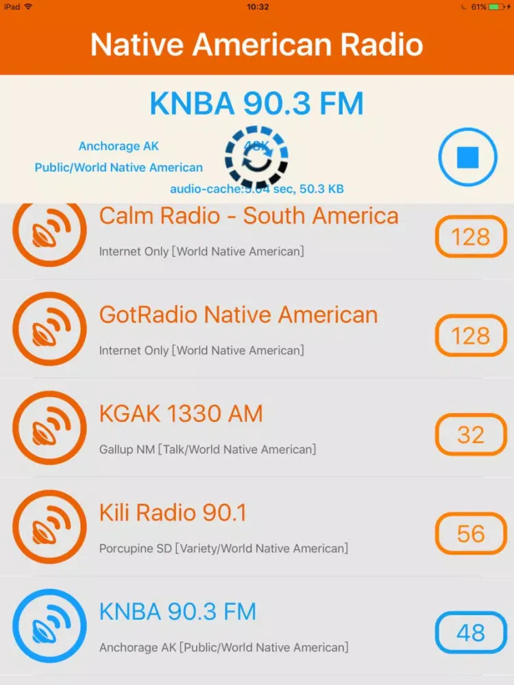 Ảnh chụp màn hình của World Native American Radio iPad 