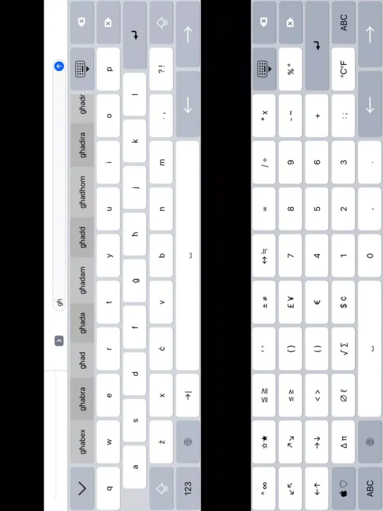 Capturas de tela do K4us Maltese Keyboard iPad 