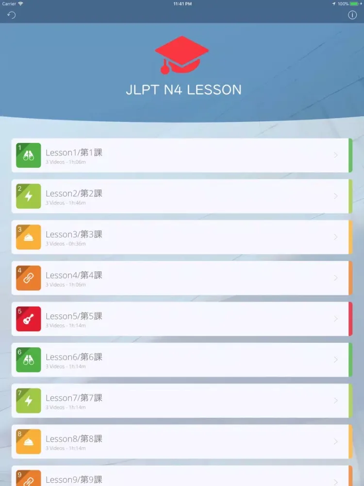 صور JLPT N4 LEVEL APP LESSON iPad 