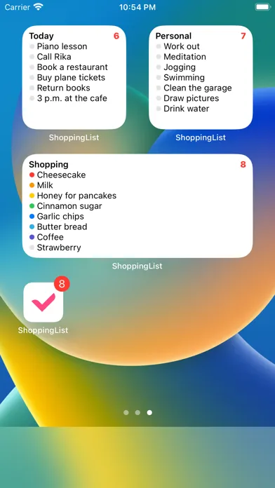 Capturas de tela do Shopping List Widget Reminders