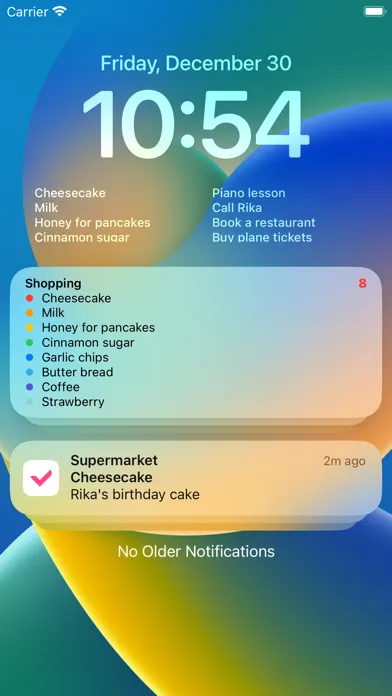 Capturas de tela do Shopping List Widget Reminders