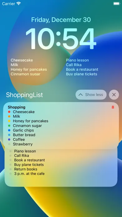 Capturas de tela do Shopping List Widget Reminders