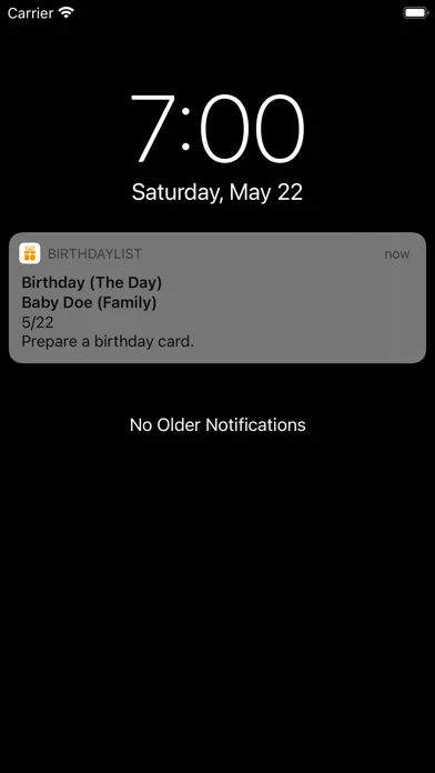 Birthday List - Alarm Reminder Screenshots