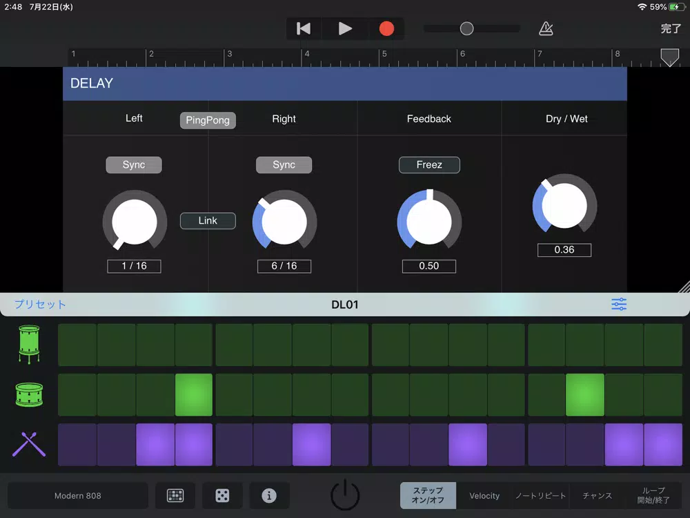 DL01 - simple delay iPad  Screenshots