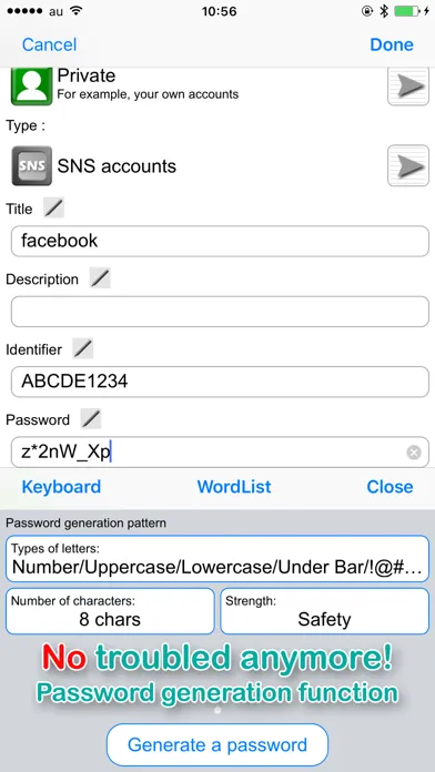 Tangkapan skrin Memorandum - Password Manager