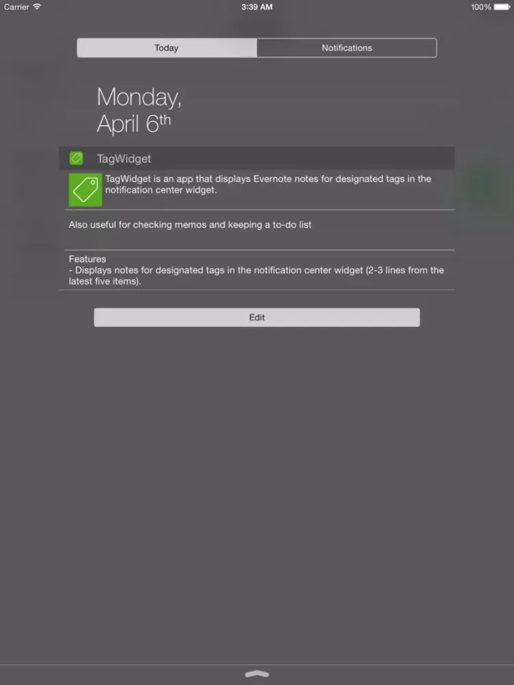 Tangkapan skrin TagWidget iPad 