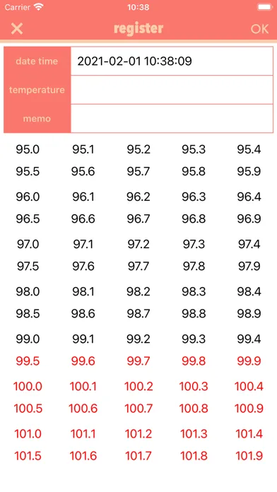 BodyRec - Temperature Record Screenshots
