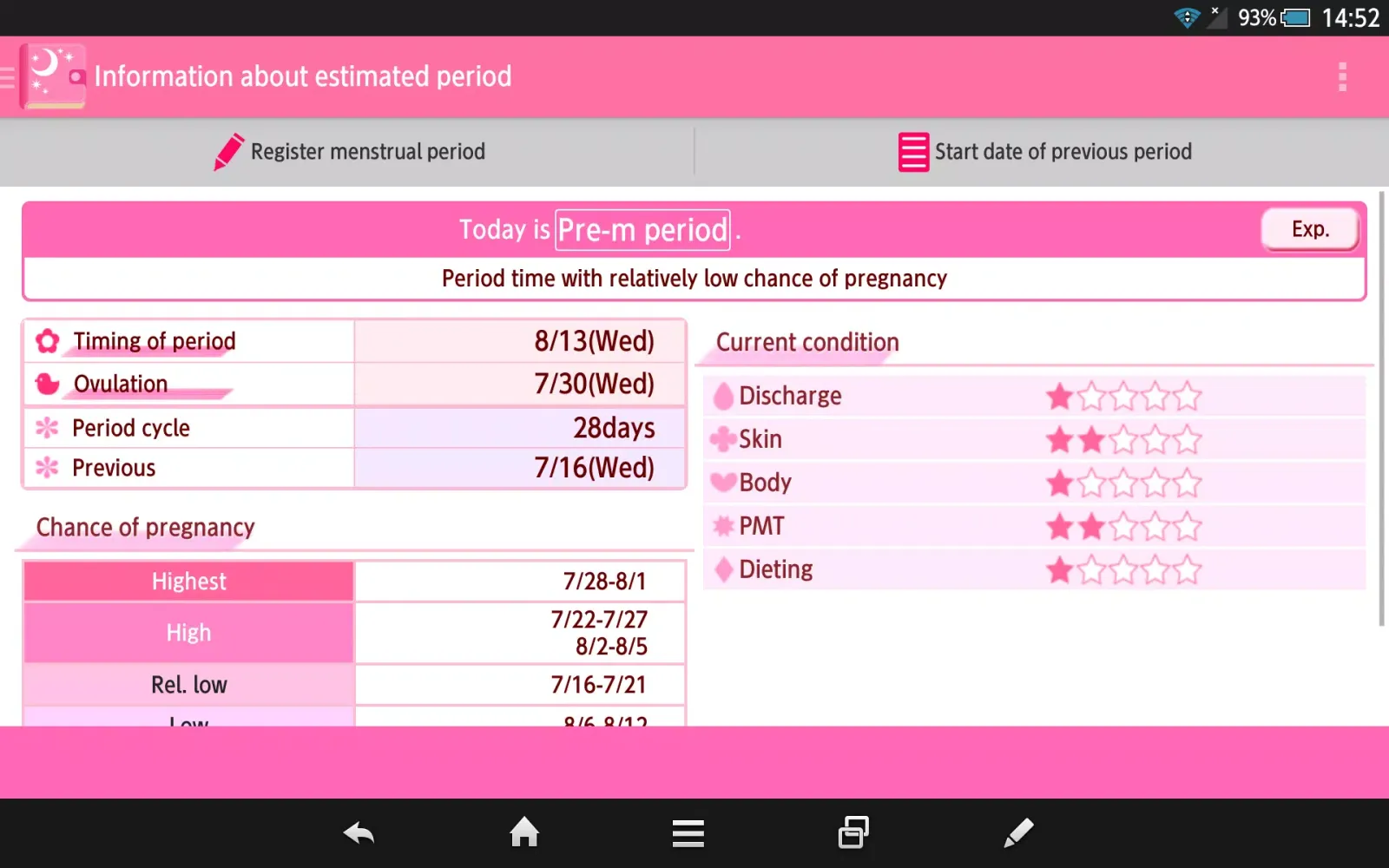 Captures d'écran de Woman's DIARY period・diet・cal