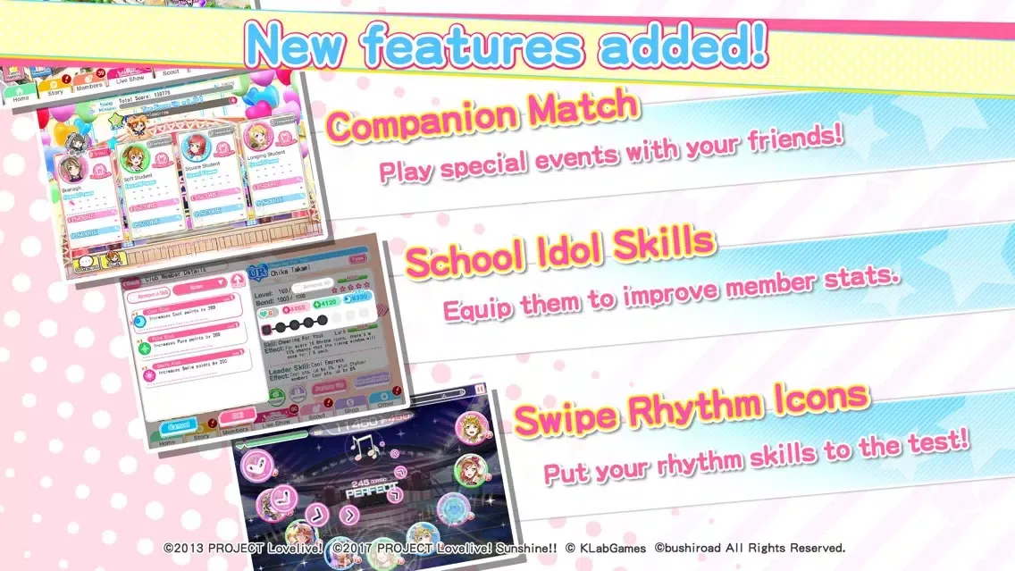 Capturas de tela do Love Live!School idol festival