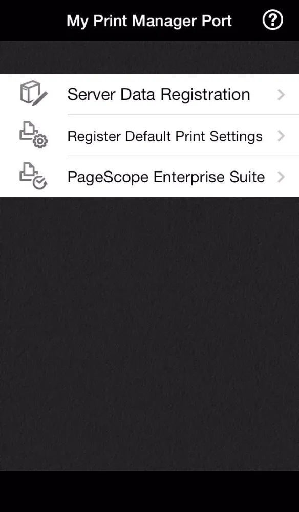 Capturas de tela do PageScope My Print Manager Port for iPhone/iPad