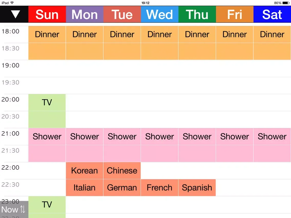 Tangkapan skrin Week Table Free - Weekly schedule planner / Timetable /Time scheduler / Plan of 24 hours and organize for good daily. iPad 