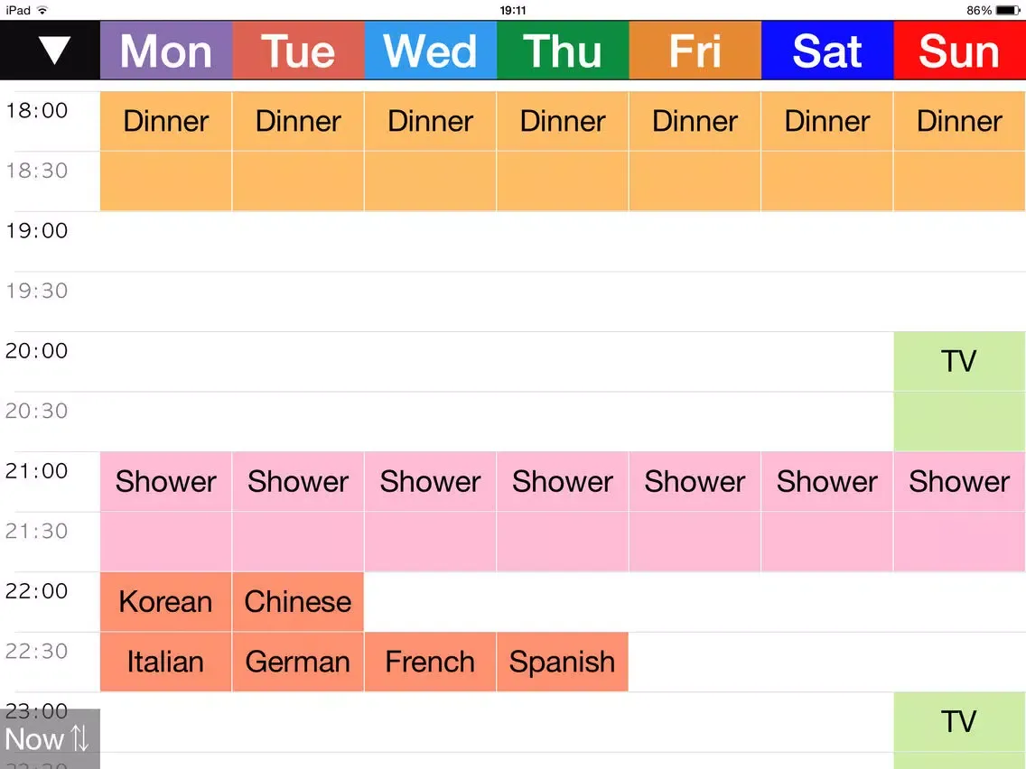 Tangkapan skrin Week Table Free - Weekly schedule planner / Timetable /Time scheduler / Plan of 24 hours and organize for good daily. iPad 