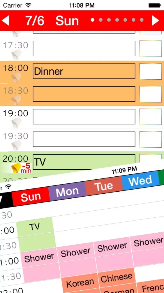 Tangkapan skrin Week Table Free - Weekly schedule planner / Timetable /Time scheduler / Plan of 24 hours and organize for good daily.