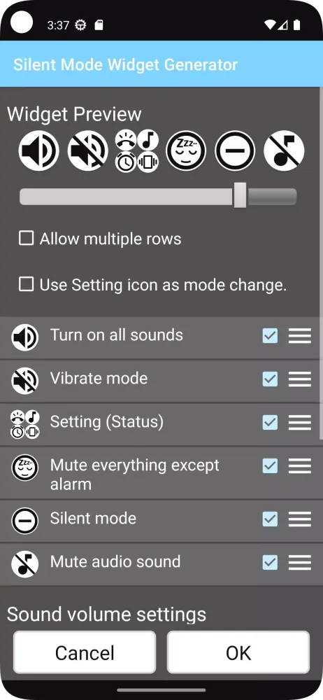 تصاویر Silent Mode Widget Generator