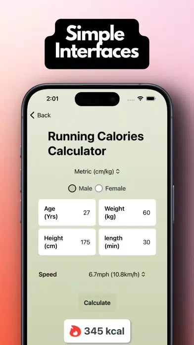 Workout Calories Calculator स्क्रीनशॉट