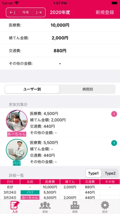 Tangkapan layar 医療費メモ帳