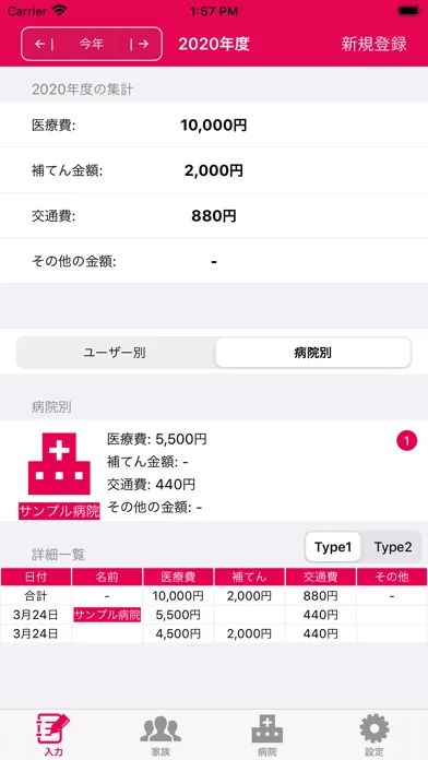 Tangkapan layar 医療費メモ帳