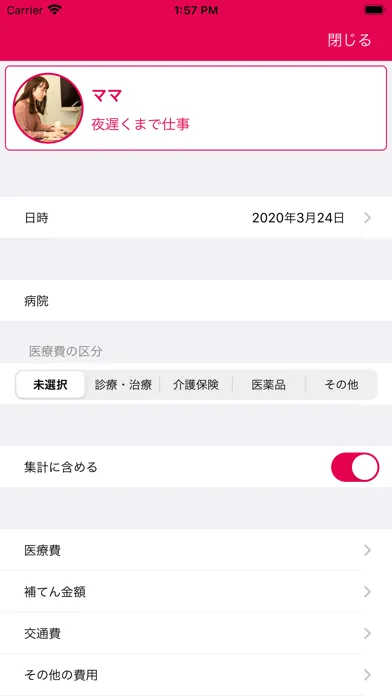 Tangkapan layar 医療費メモ帳