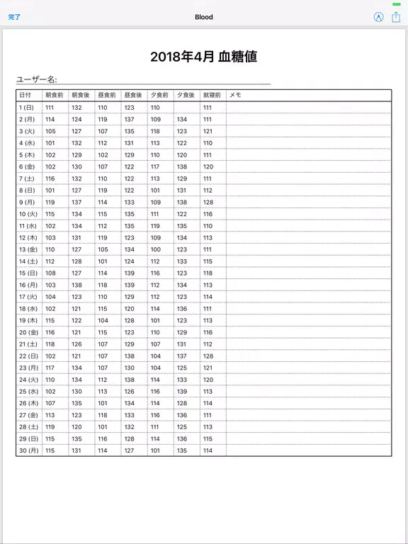 تصاویر 血糖値日記 iPad 