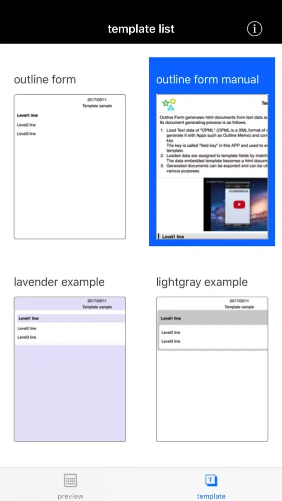 Outline Form Screenshots