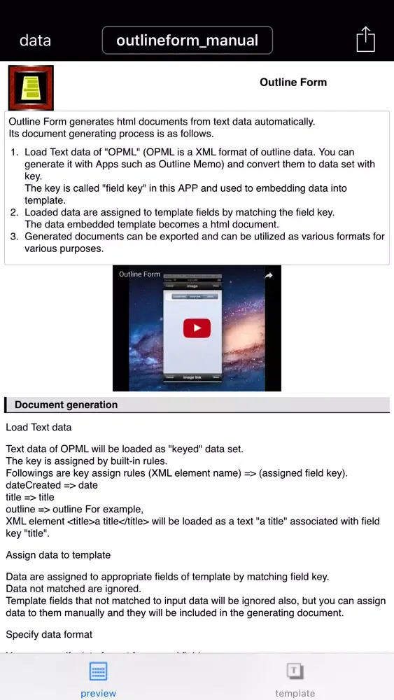 Outline Form Screenshots