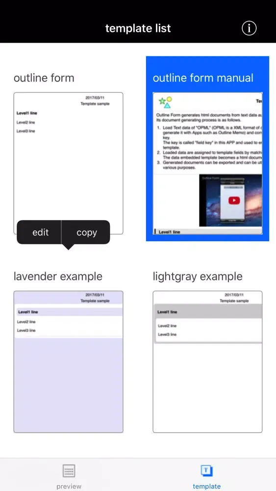 Outline Form Screenshots