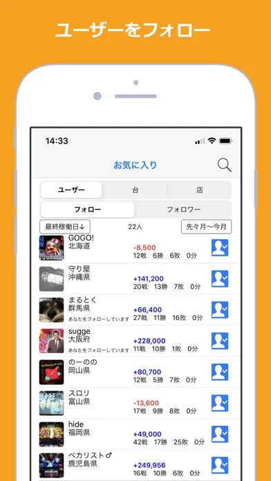Capturas de tela do Myパチ収支表 パチンコ・パチスロ収支管理