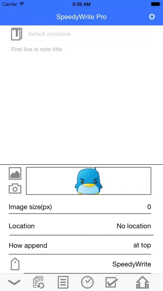 Tangkapan layar SpeedyWrite Pro - Can quickly writing and append a note to Evernote.