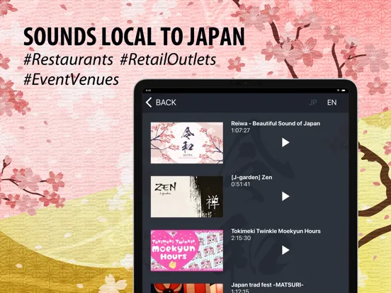 Capturas de tela do Made-In-Japan Background Music iPad 