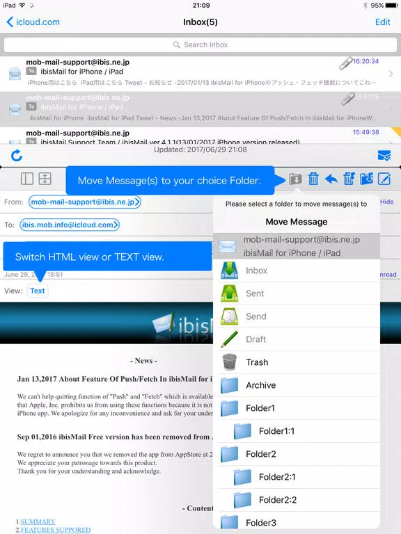 Capturas de tela do ibisMail for iPad - Filtering Mail iPad 