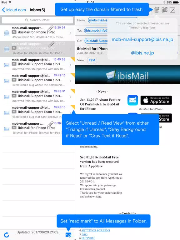Capturas de tela do ibisMail for iPad - Filtering Mail iPad 