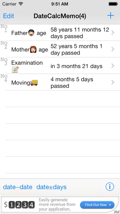 صور DateCalcMemo ～ how many days