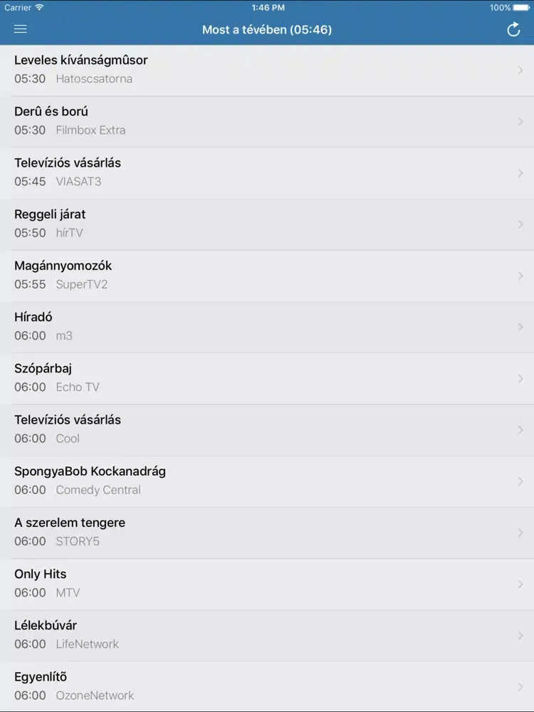 Tangkapan layar 1TV - Magyar Televízió iPad 