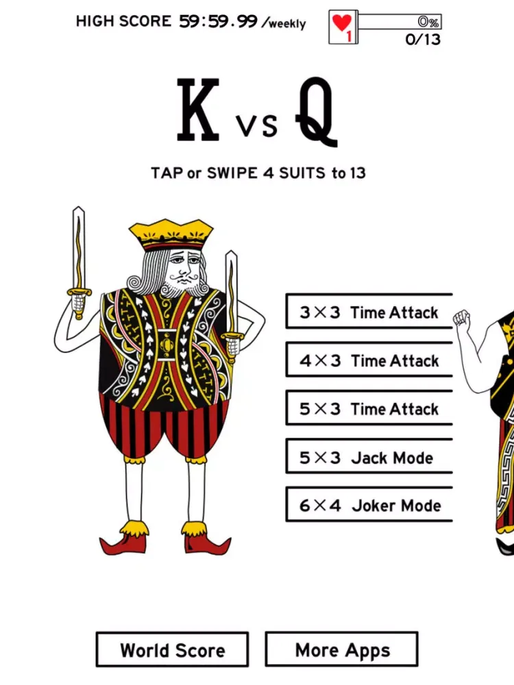 Capturas de tela do K vs Q - Don't touch the same suits iPad 