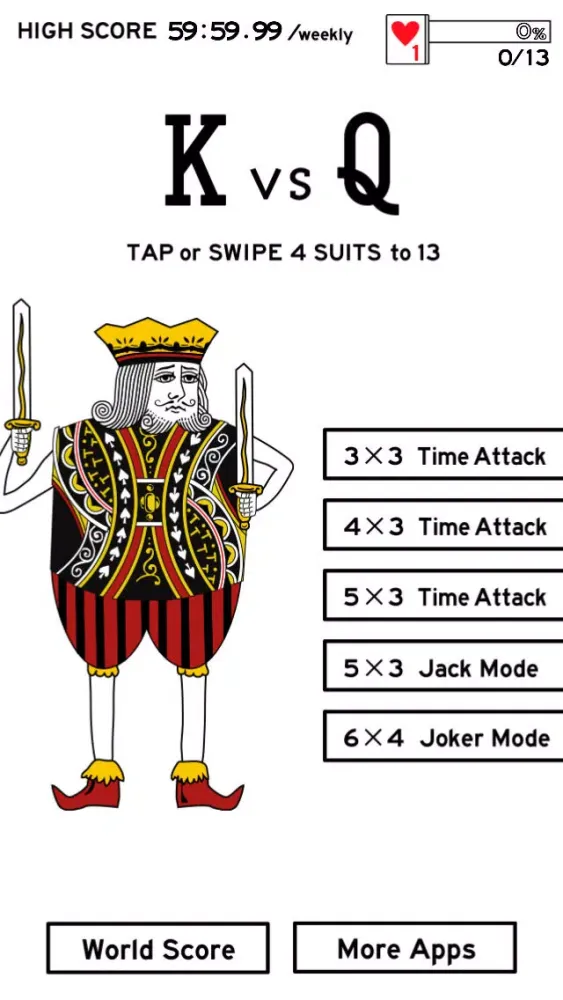 Capturas de tela do K vs Q - Don't touch the same suits