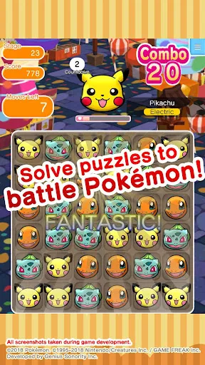 Capturas de tela do Pokémon Shuffle Mobile