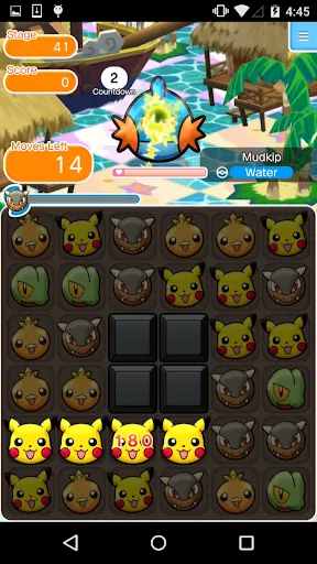 Capturas de tela do Pokémon Shuffle Mobile