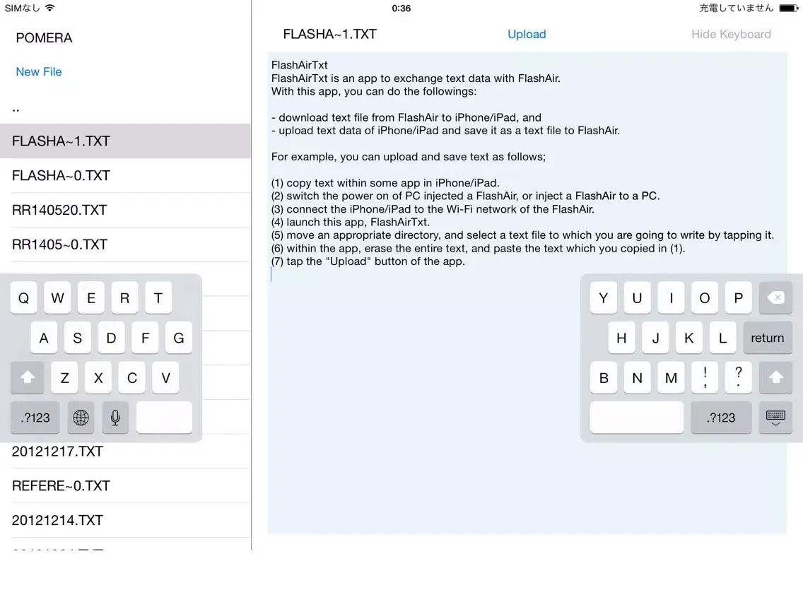 FlashAirTxt iPad  Screenshots