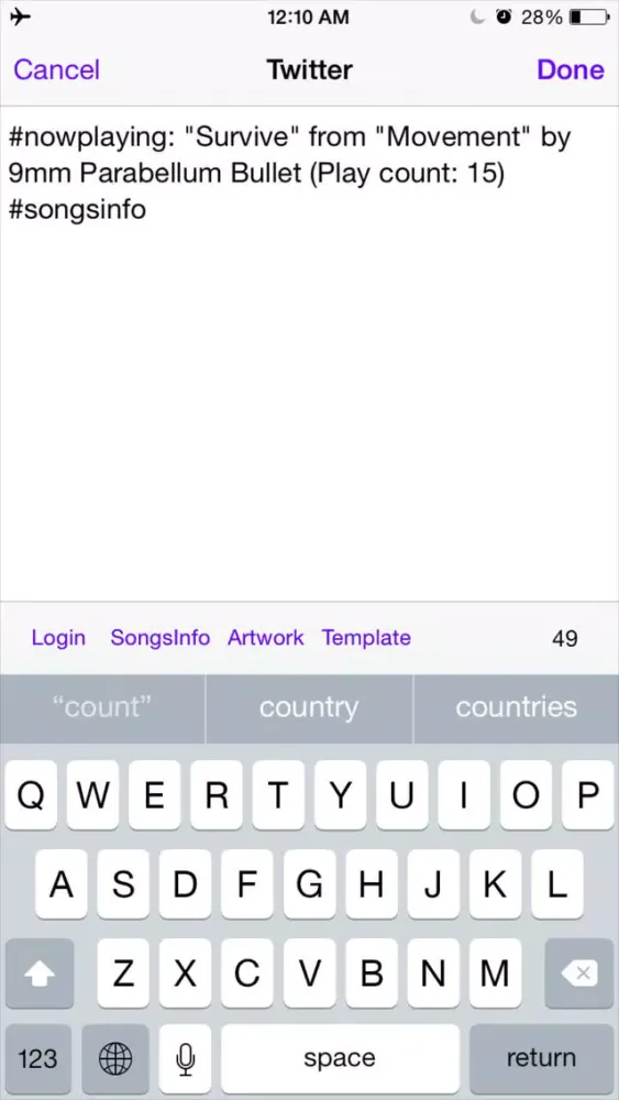 Ảnh chụp màn hình của SongsInfo