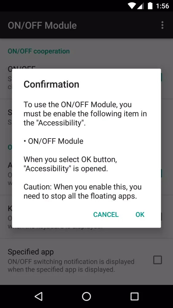 Capturas de pantalla de ON/OFF Module