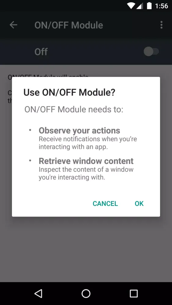 Capturas de pantalla de ON/OFF Module