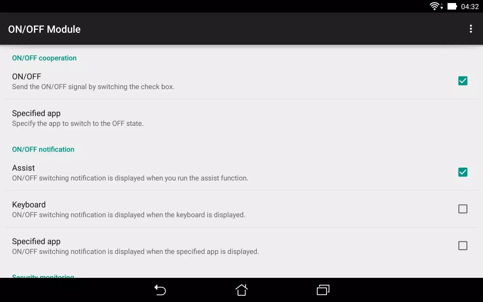 Capturas de pantalla de ON/OFF Module