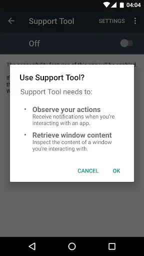 Screenshot di Support Tool